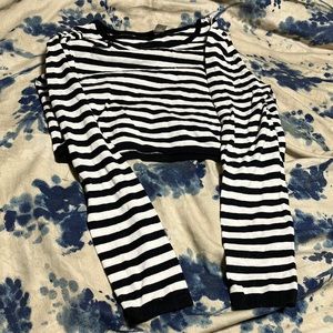 H&M striped crop sweater